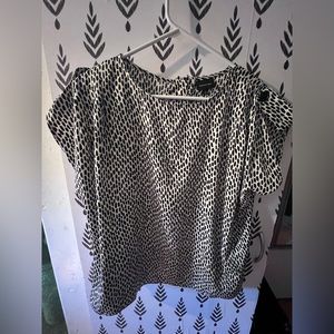 Cream black polka dot blouse with buttons down the back